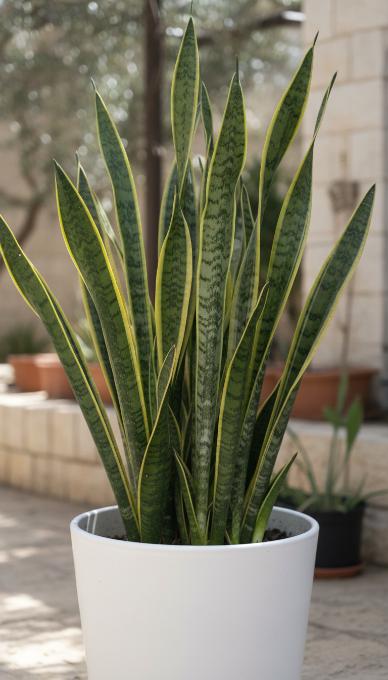 סנסיווריה (Sansevieria trifasciata) – חרב ירוקה ללא מאמץ